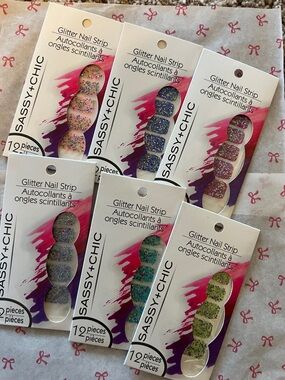 SASSY+CHIC Glitter Nail Strip Set — Multi Glitter Colors